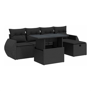 vidaXL Steel Large Sofa Set in Black