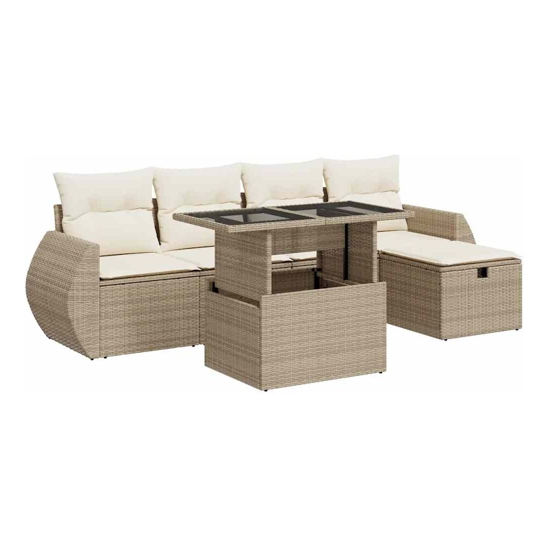vidaXL 6 Piece Steel Sofa Set in Beige