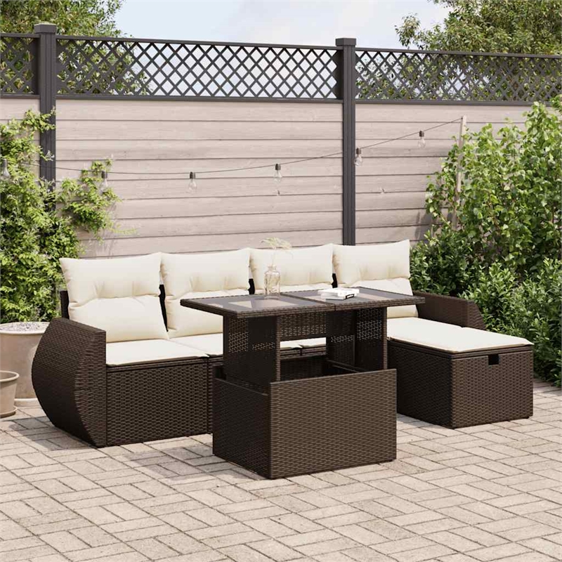 vidaXL Poly Rattan Sofa Set in Brown