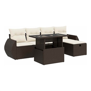 vidaXL Poly Rattan Sofa Set in Brown