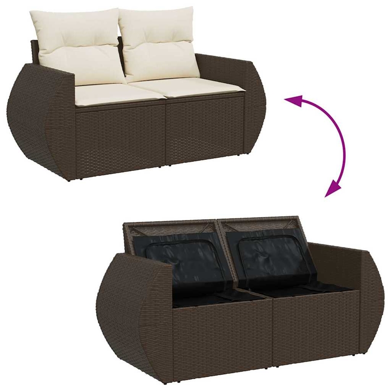 vidaXL 7 Piece Steel Small Sofa Set in Brown