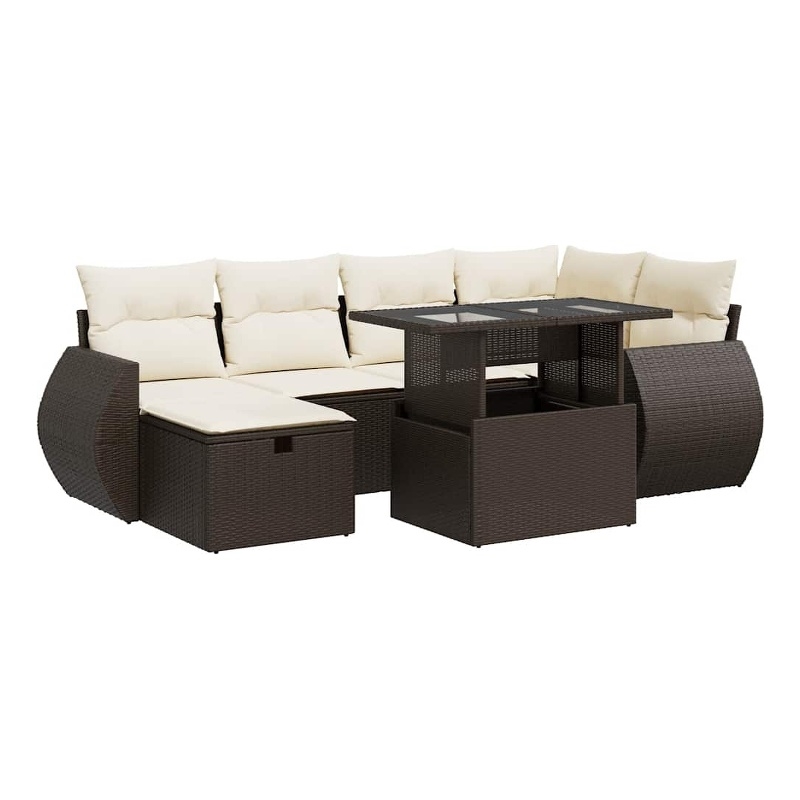 vidaXL 7 Piece Steel Small Sofa Set in Brown