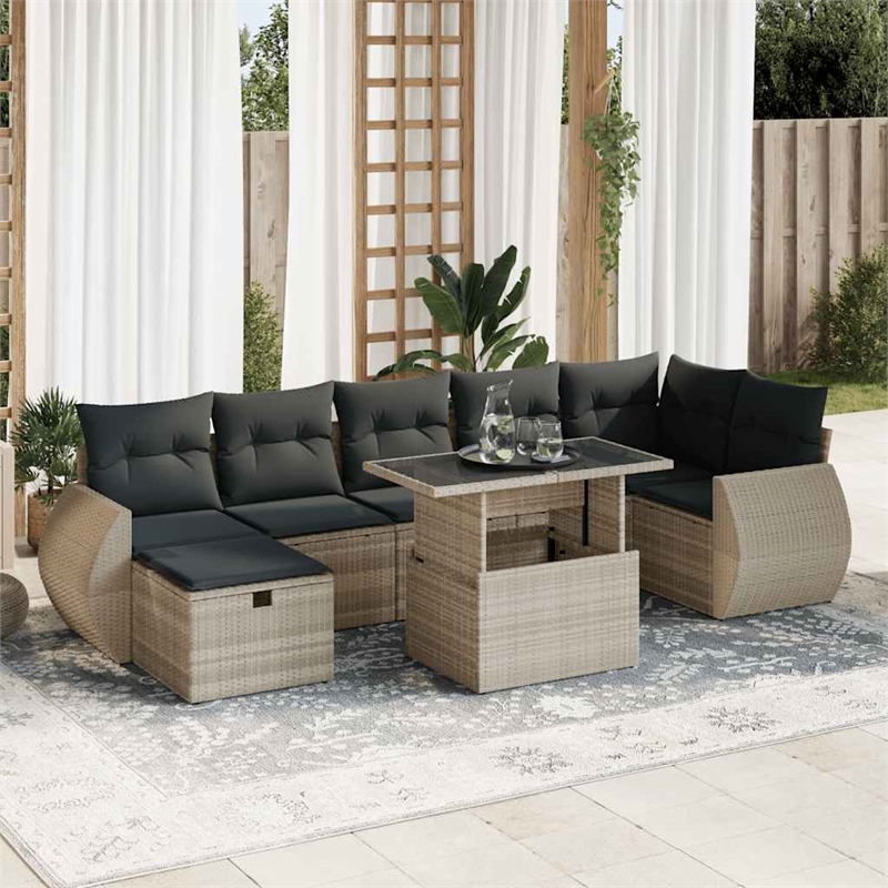 vidaXL 8 Piece Poly Rattan Sofa Set in Black/Gray