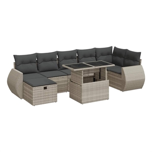 vidaXL 8 Piece Poly Rattan Sofa Set in Black/Gray