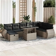 vidaXL 9 Piece Poly Rattan Large Sofa Set in Gray