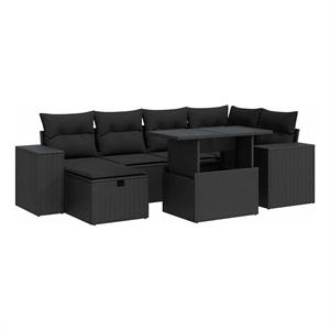 vidaXL 8 Piece Poly Rattan Sofa Set in Black/Gray