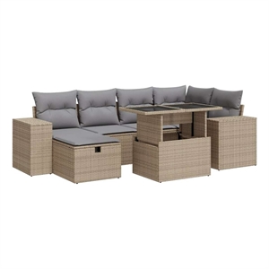 vidaXL 8 Piece Poly Rattan Sofa Set in Beige