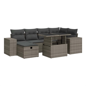 vidaXL 8 Piece Poly Rattan Sofa Set in Gray/Beige