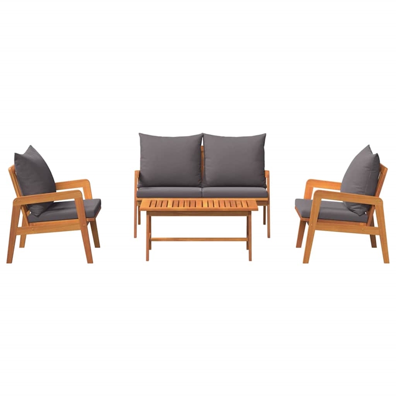 vidaXL Solid Acacia Wood Bistro Set with Cushions in Brown