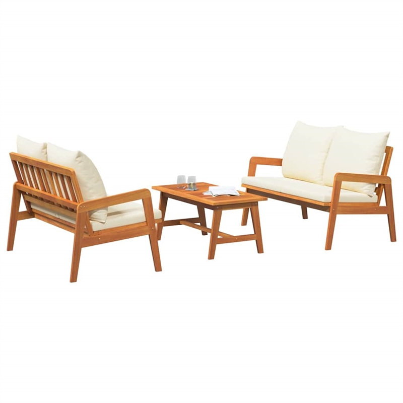 vidaXL Solid Acacia Wood Bistro Set with Cushions in Brown