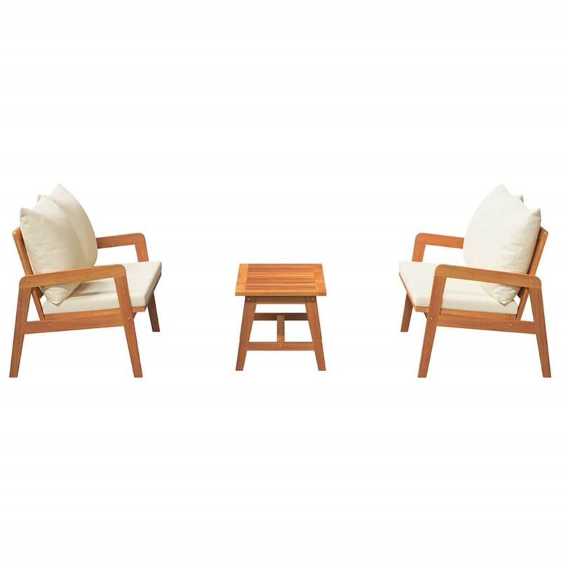 vidaXL Solid Acacia Wood Bistro Set with Cushions in Brown