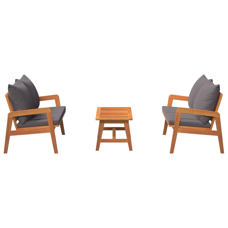 vidaXL Solid Acacia Wood Bistro Set with Cushions in Brown