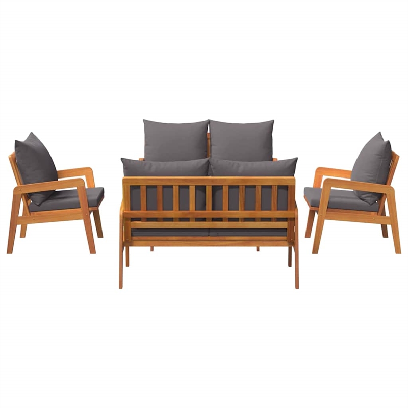 vidaXL Solid Acacia Wood Bistro Set with Cushions in Brown