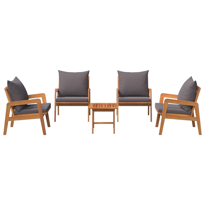 vidaXL Solid Acacia Wood Bistro Set with Cushions in Brown
