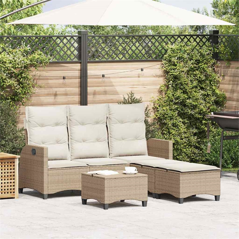 vidaXL Poly Rattan Small Sofa Set in Beige