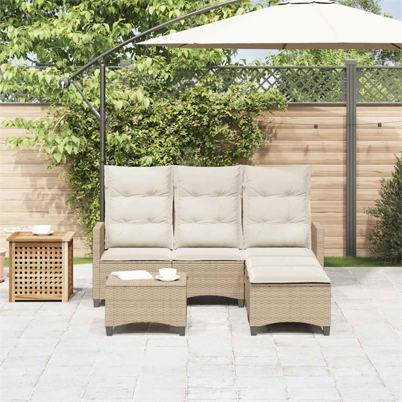 vidaXL Poly Rattan Small Sofa Set in Beige