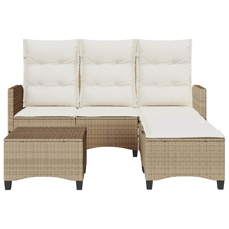 vidaXL Poly Rattan Small Sofa Set in Beige
