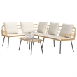 vidaXL Poly Rattan Small Sofa Set with Cushions in Natural
