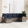 vidaXL Poly Rattan Sofa Set with Cushions in Gray