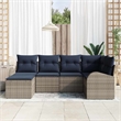 vidaXL Poly Rattan Sofa Set with Cushions in Gray