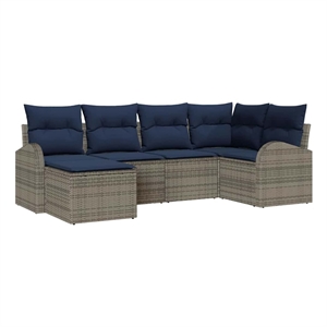 vidaXL Poly Rattan Sofa Set with Cushions in Gray