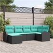 vidaXL Poly Rattan Sofa Set with Cushions in Black
