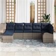 vidaXL Poly Rattan Sofa Set with Cushions in Gray