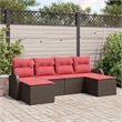 vidaXL Poly Rattan Sofa Set with Cushions in Brown