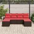 vidaXL Poly Rattan Sofa Set with Cushions in Brown