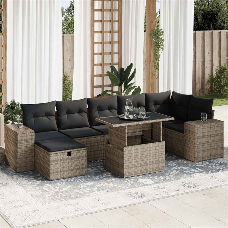 vidaXL 5 Piece Poly Rattan Sofa Set in Gray