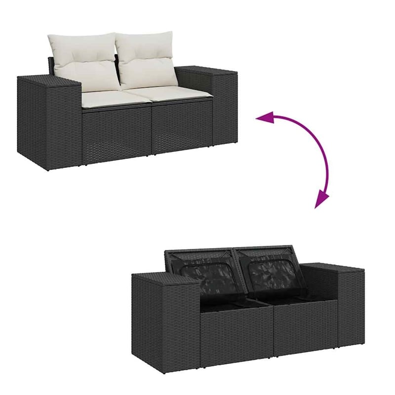 vidaXL 9 Piece Poly Rattan Sofa Set in Black