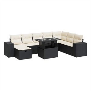 vidaXL 9 Piece Poly Rattan Sofa Set in Black