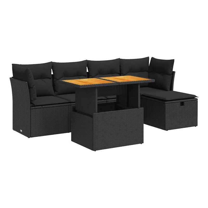 vidaXL 6 Piece Steel Sofa Set in Gray/Black