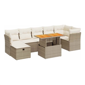 vidaXL 8 Piece Solid Acacia Wood Sofa Set in Gray/Beige