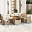vidaXL 9 Piece Poly Rattan Large Sofa Set in Beige