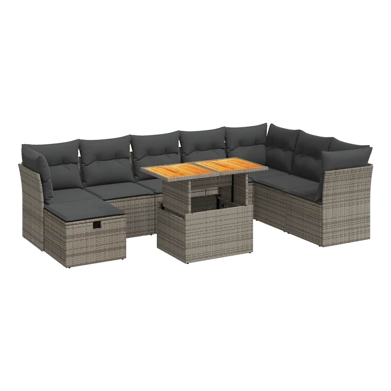 vidaXL 9 Piece Poly Rattan Sofa Set in Beige