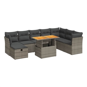 vidaXL 9 Piece Poly Rattan Sofa Set in Beige