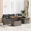 vidaXL 6 Piece Poly Rattan Small Sofa Set in Black/White/Gray/Cream