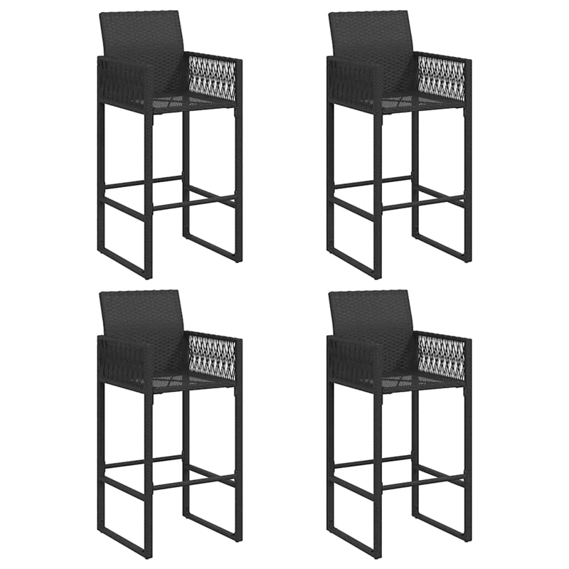vidaXL 5 Piece Poly Rattan Bar Set in Black
