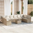vidaXL Poly Rattan Sofa Set with Cushions in Beige
