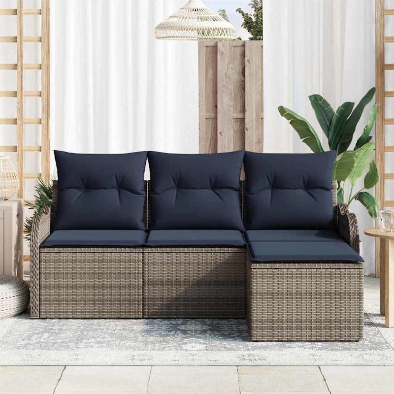 vidaXL Poly Rattan Sofa Set in Gray