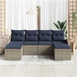 vidaXL Poly Rattan Sofa Set with Cushions in Gray