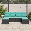 vidaXL Poly Rattan Sofa Set with Cushions in Black