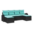 vidaXL Poly Rattan Sofa Set with Cushions in Black