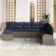 vidaXL Poly Rattan Sofa Set with Cushions in Gray