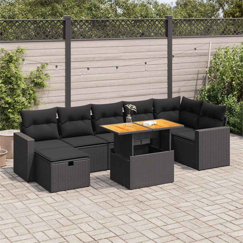 vidaXL 5 Piece Poly Rattan Sofa Set in Black