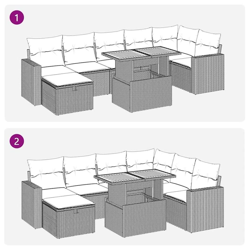 vidaXL 5 Piece Poly Rattan Sofa Set in Black