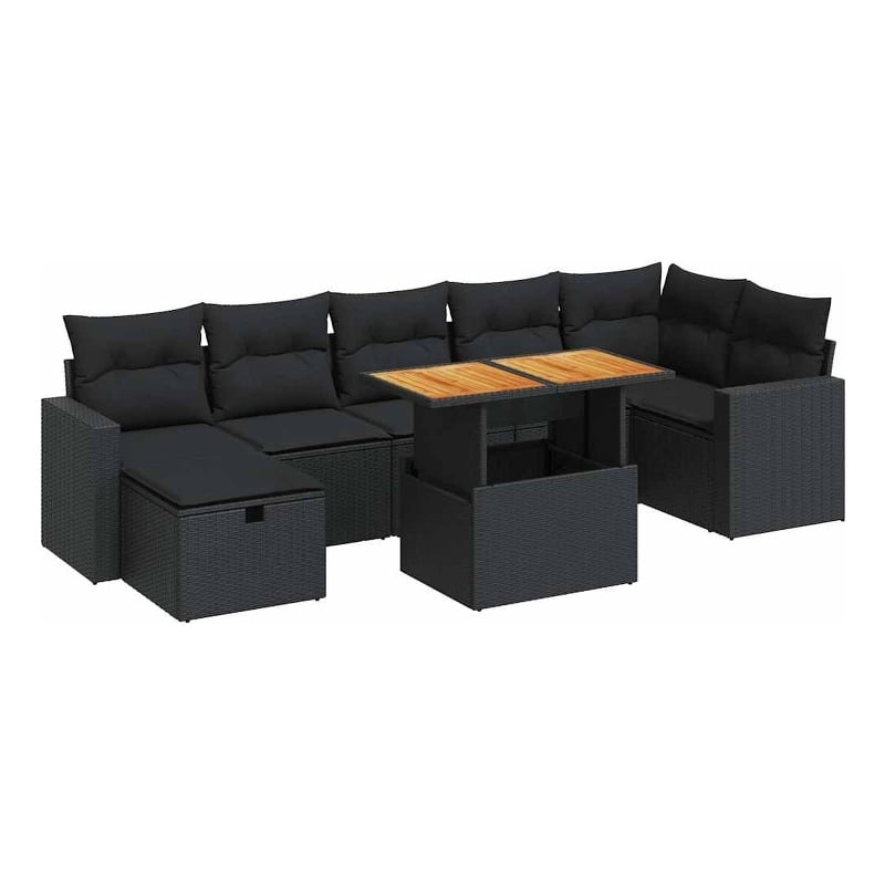 vidaXL 5 Piece Poly Rattan Sofa Set in Black