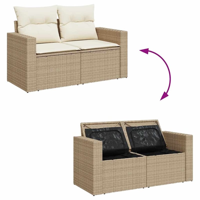 vidaXL 5 Piece Poly Rattan Sofa Set in White/Cream/Beige
