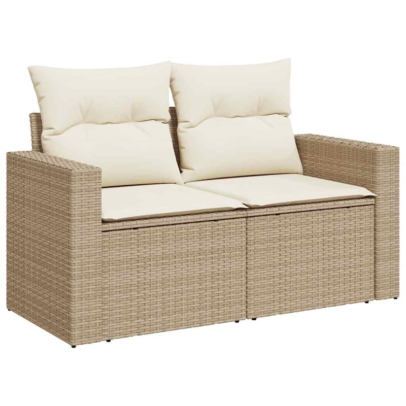 vidaXL 5 Piece Poly Rattan Sofa Set in White/Cream/Beige
